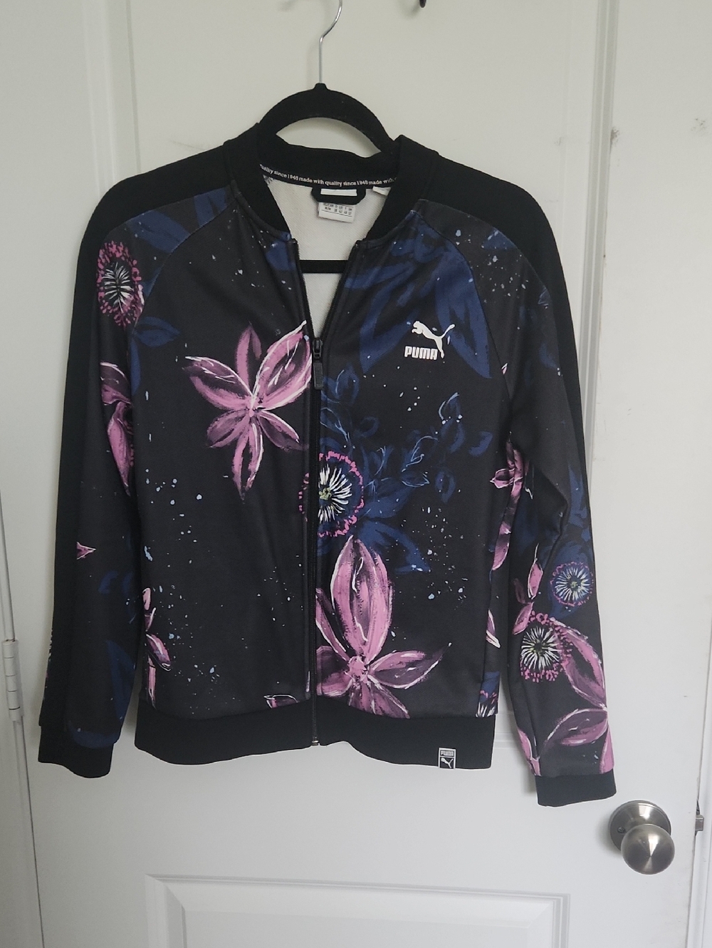 Puma Black Jacket with Pink & Blue Floral Print
